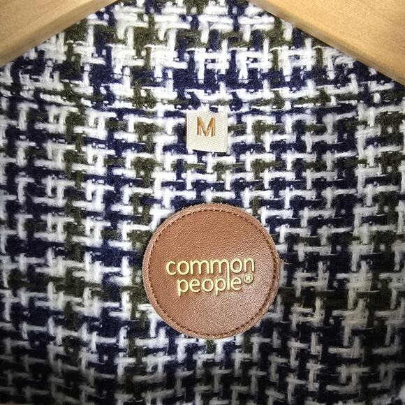 Common People White Blue Green Plaid Button Up Collared Woven Shacket Size M - Picture 6 of 10